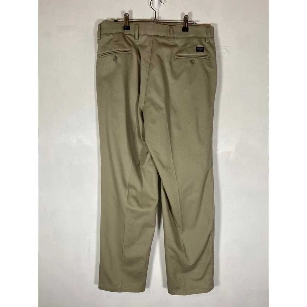 Dockers Classic Fit Khaki Pants 33x32 Flat Front Tan Cotton Chinos Casual